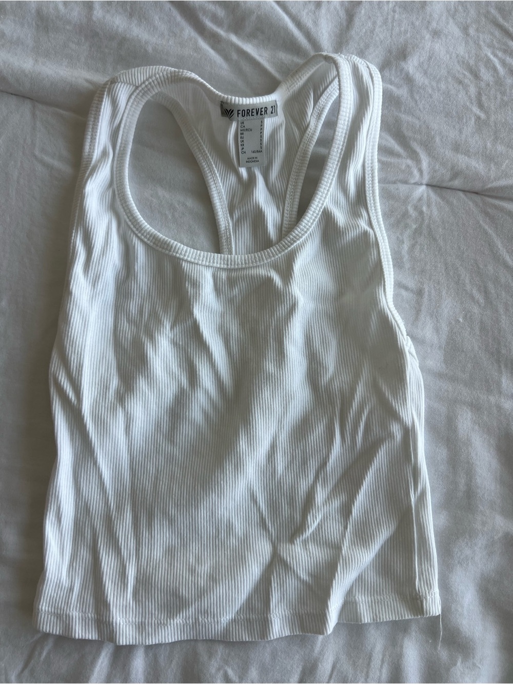 Forever 21 White Ribbed Racerback Tank